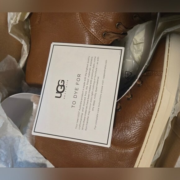 UGG Croft Luxe Quilt Leather Lace Up Shearling Boots Chestnut Brown Women 7.5 - Picture 10 of 12